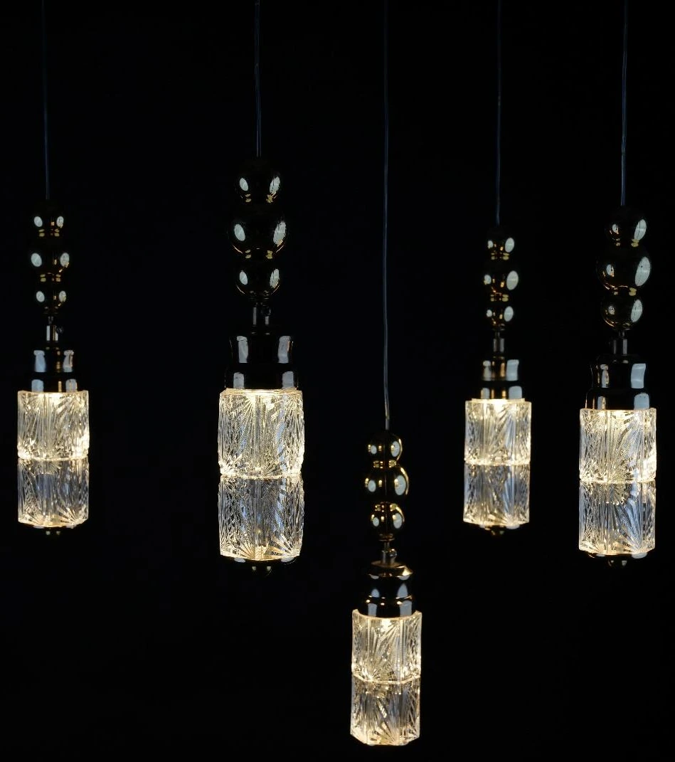 Crystal Ice Hanging Light Set Of 5